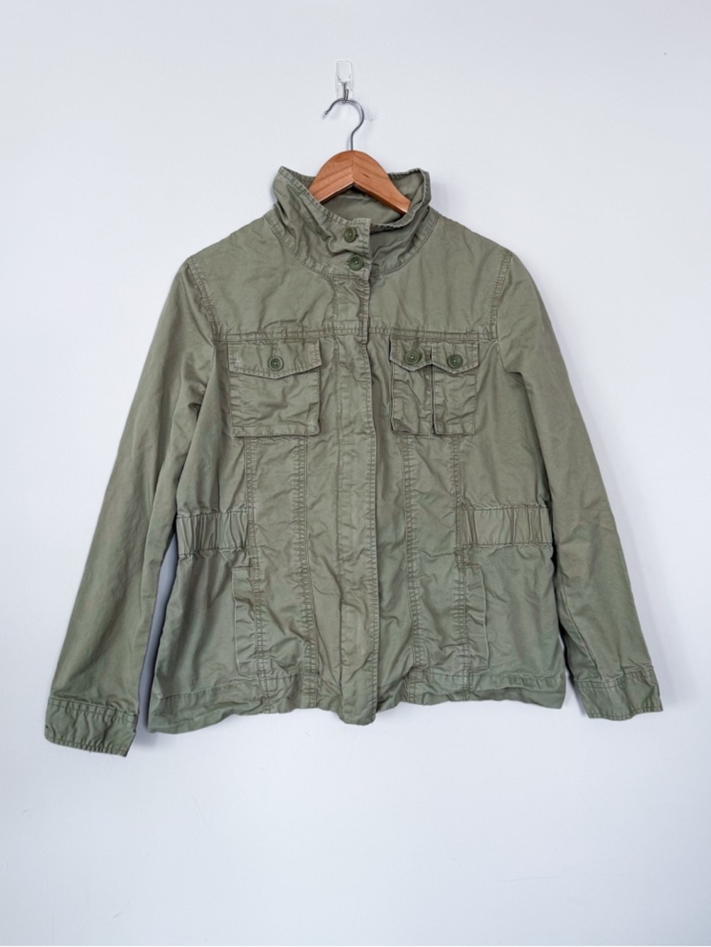 VTG Vintage Old Navy Military Cargo Long Sleeve Zip Up Green Jakcet Y2K 2000s
